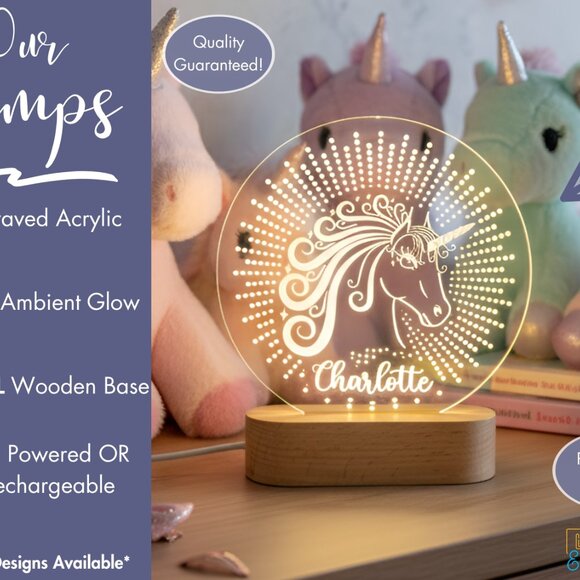 Unicorn Custom Name Light • Personalized LED Cloud Decor • Kids Gift - Picture 3 of 8